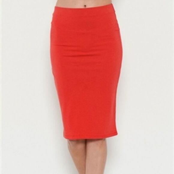 Heart & Hips Classics Womens Medium Rayon Vibrant Red Pencil Skirt - Picture 1 of 6